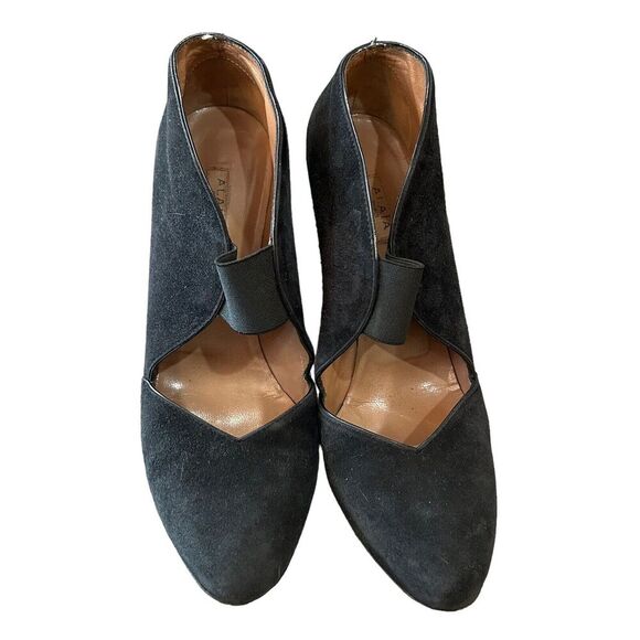 Alaia Paris D'Orsay Suede Pumps Size EU 37 US 6.5 Black Leather Chunk Heels‎ - Picture 6 of 9